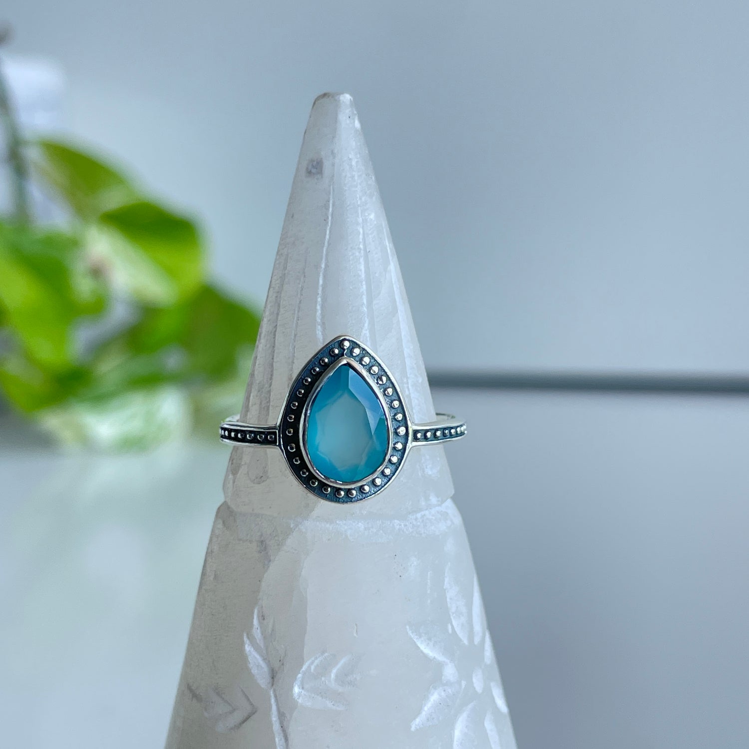 Chalcedony Teardrop Ring R4171