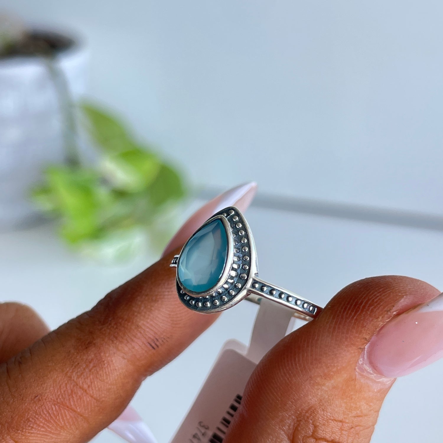 Chalcedony Teardrop Ring R4171