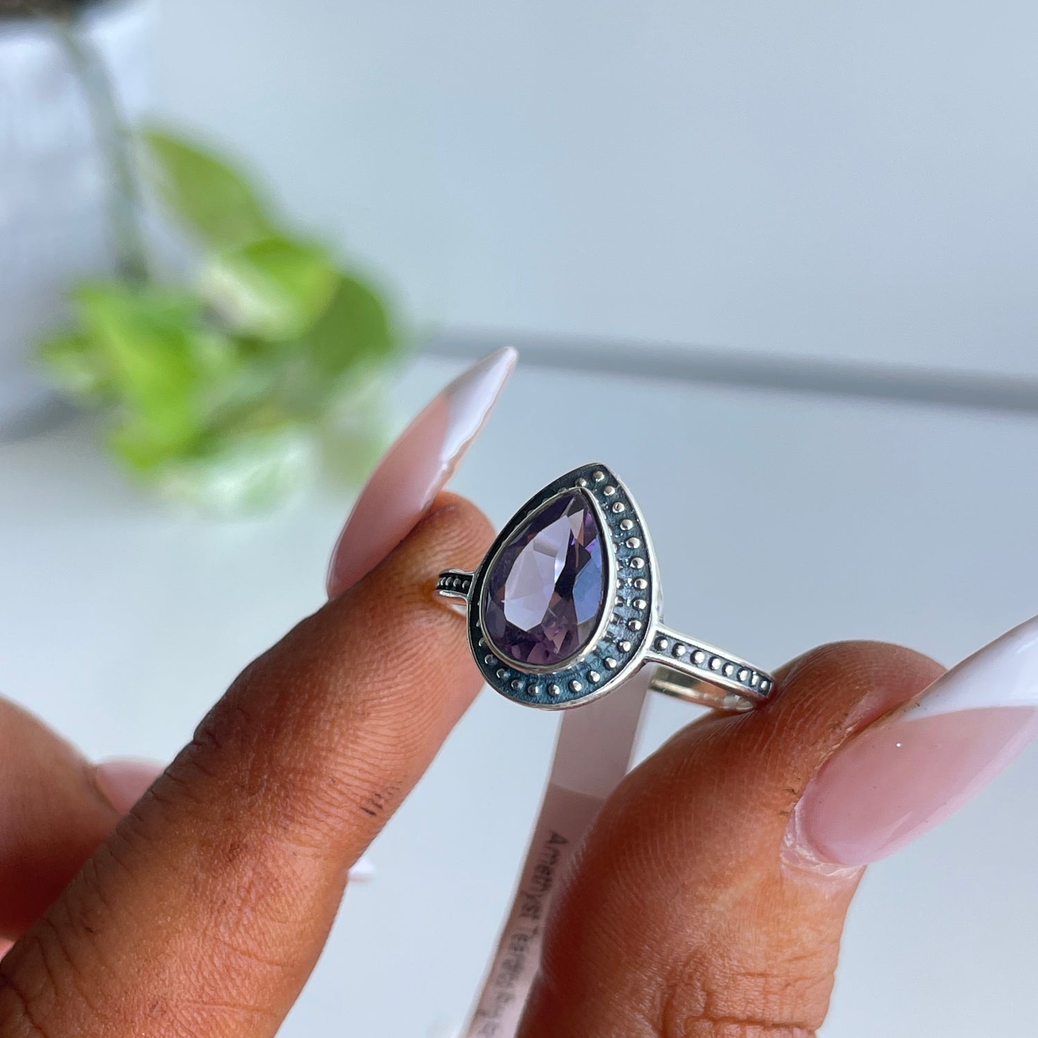 Amethyst Teardrop Ring R4171