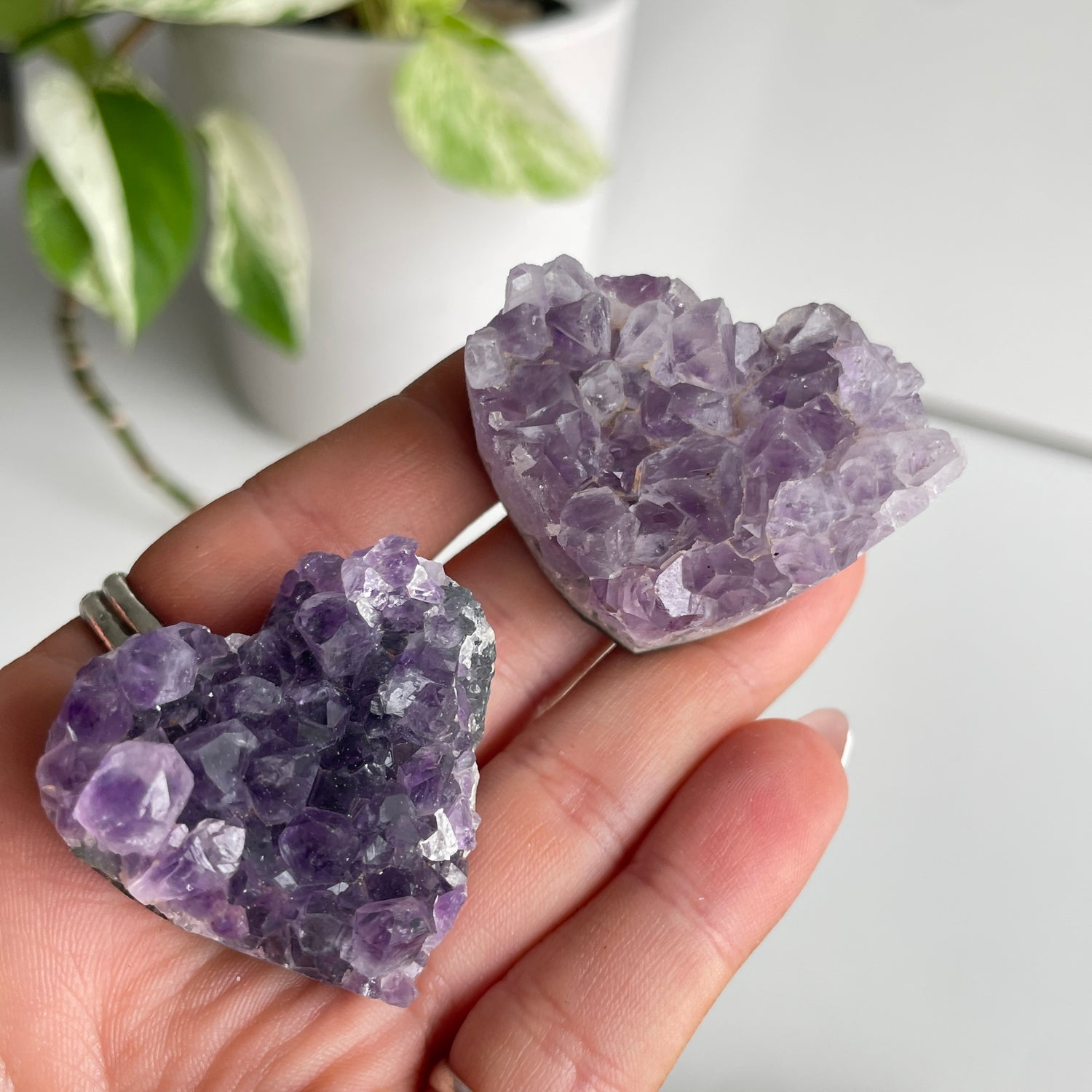 Amethyst Cluster Heart Lge