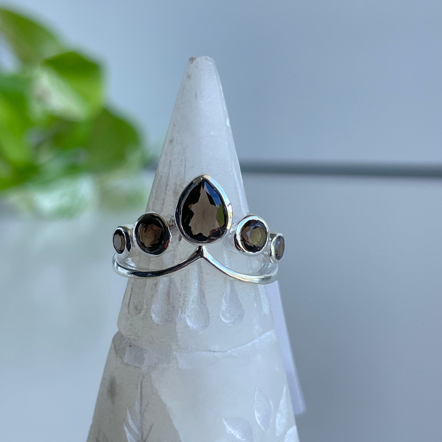 Smoky Quartz Crown Ring