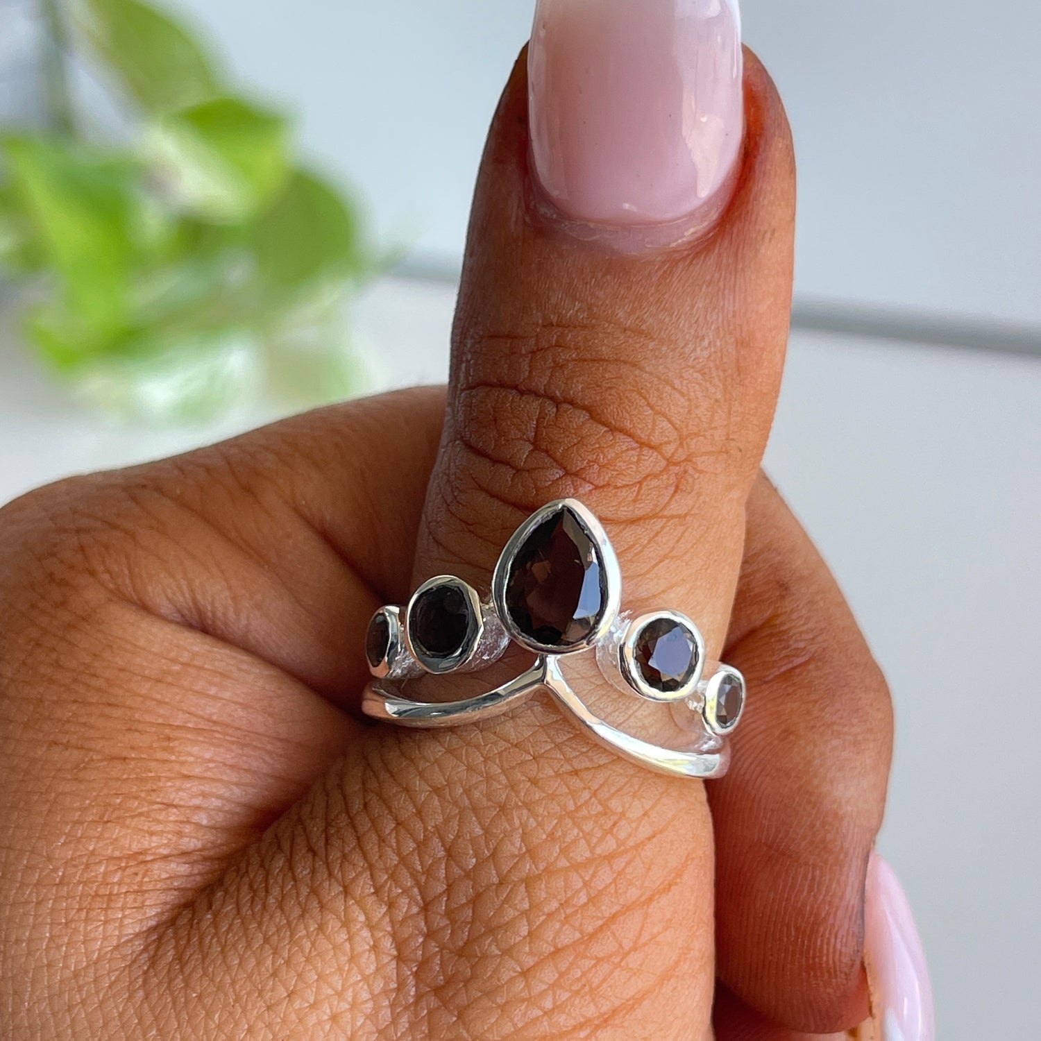 Smoky Quartz Crown Ring