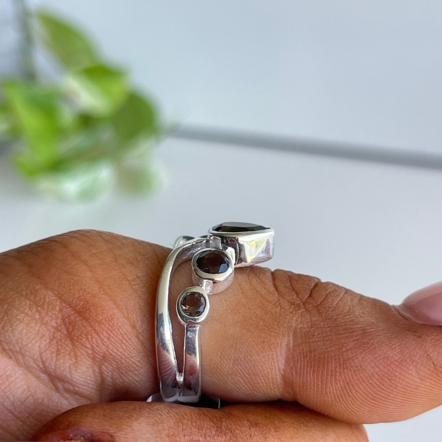 Smoky Quartz Crown Ring