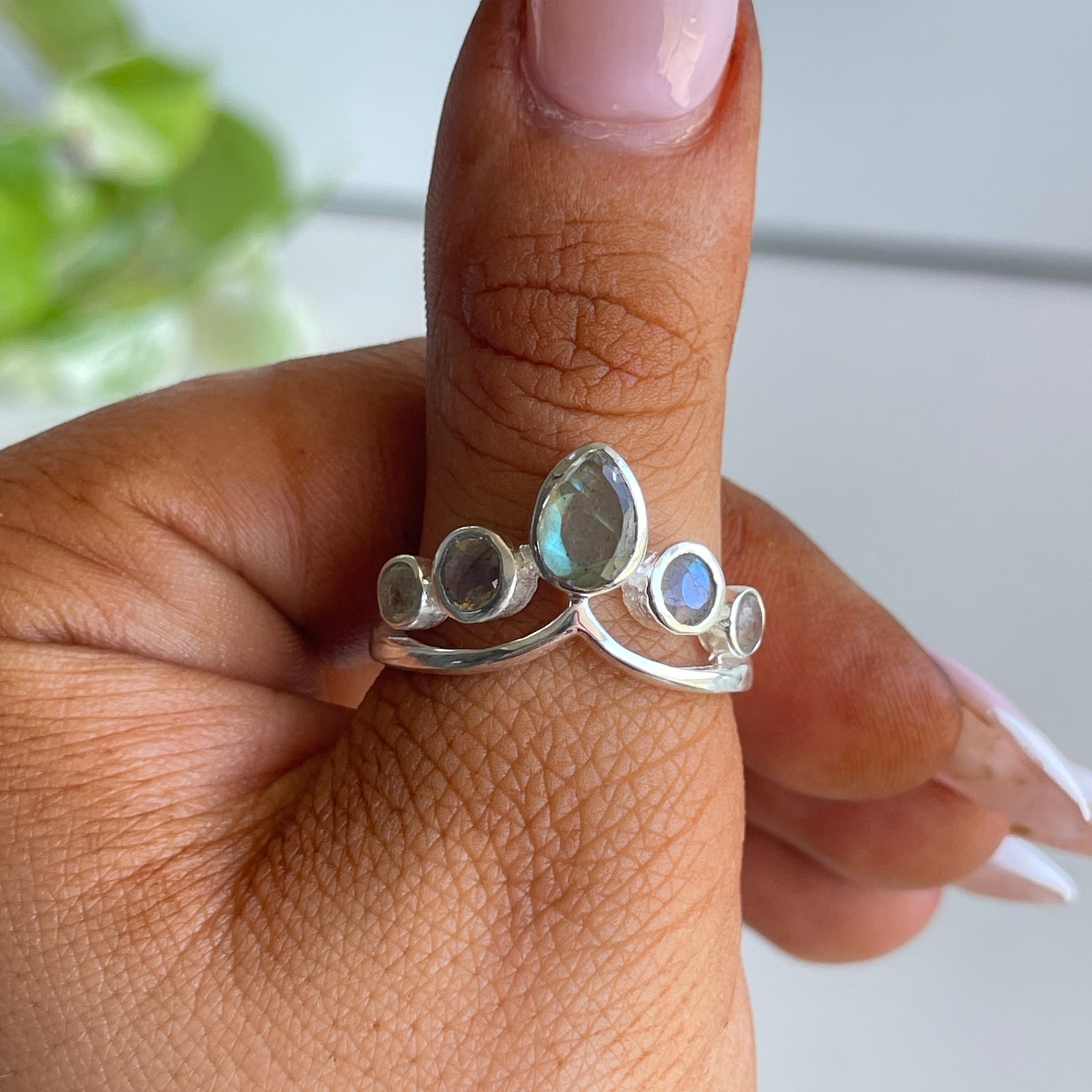 Labradorite Crown Ring