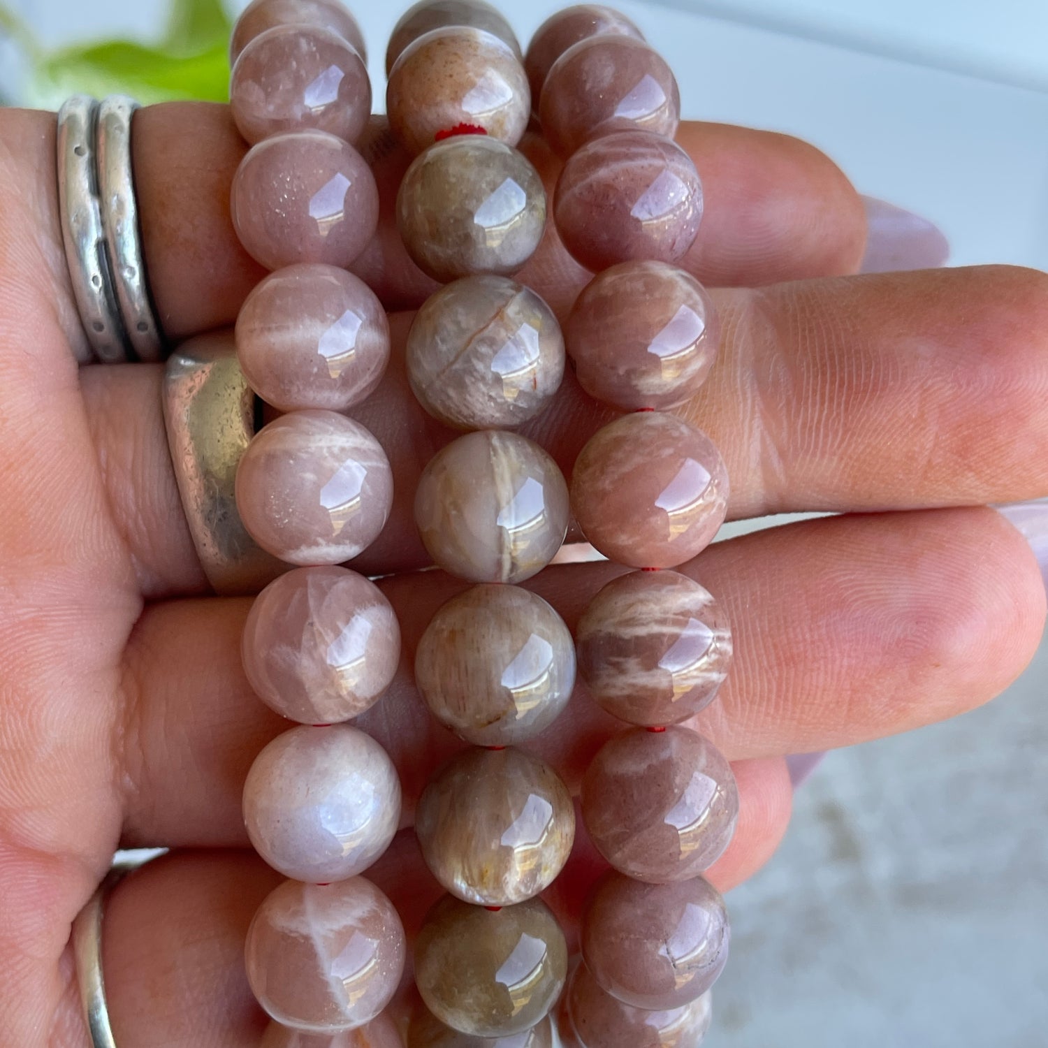 Peach Moonstone Beaded Bracelet