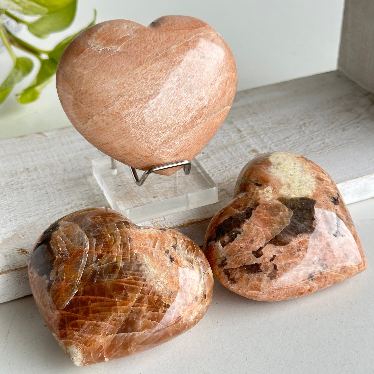 Peach Moonstone Heart Large