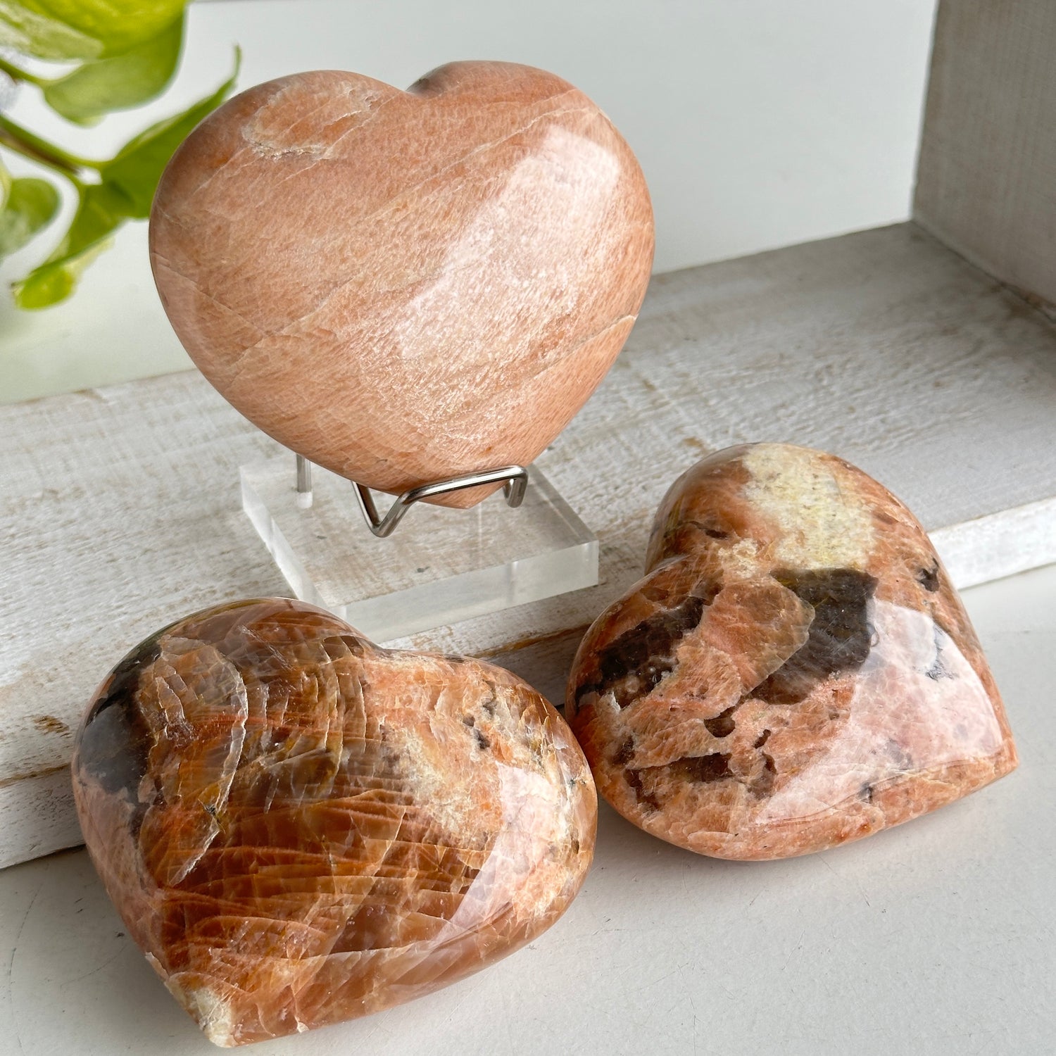 Peach Moonstone Heart Large