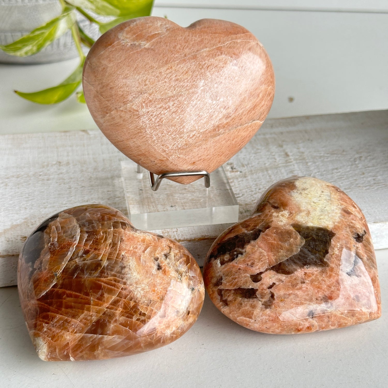 Peach Moonstone Heart Large