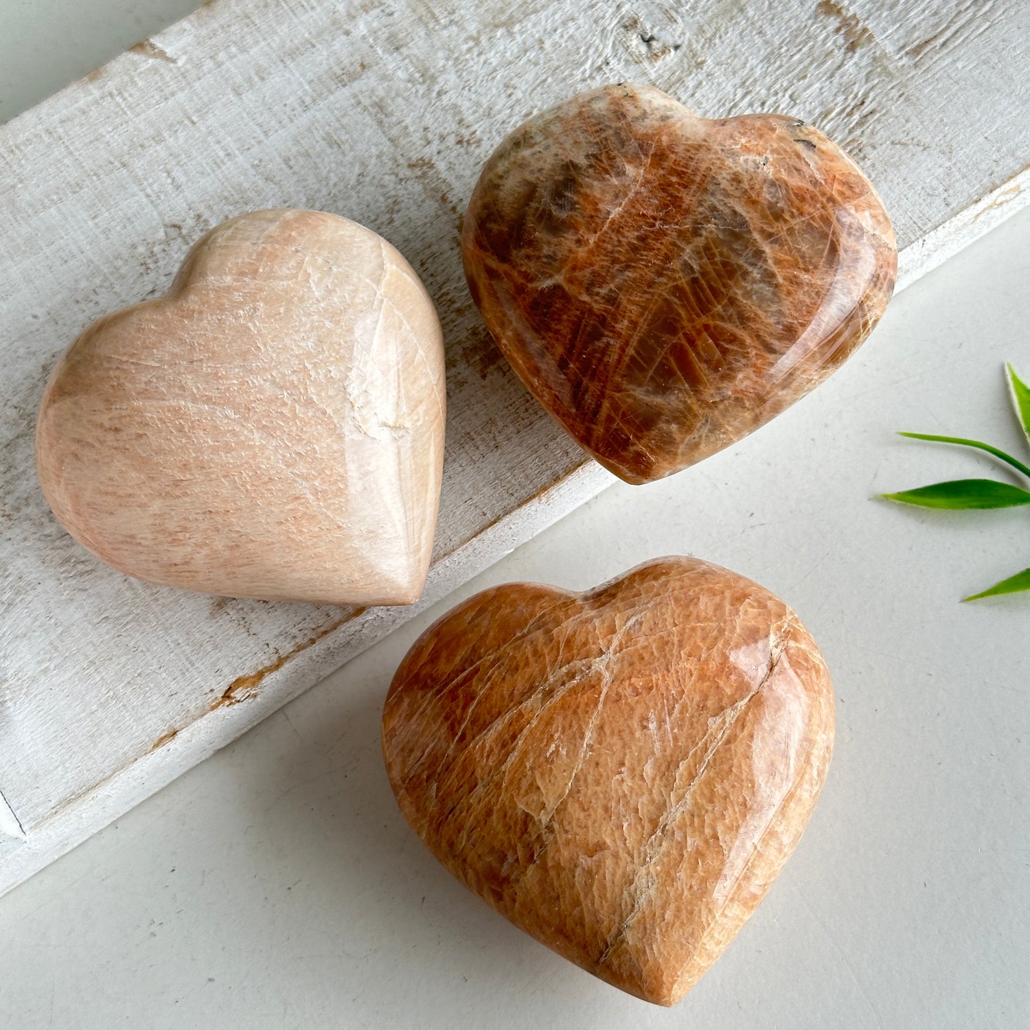 Peach Moonstone Heart Medium