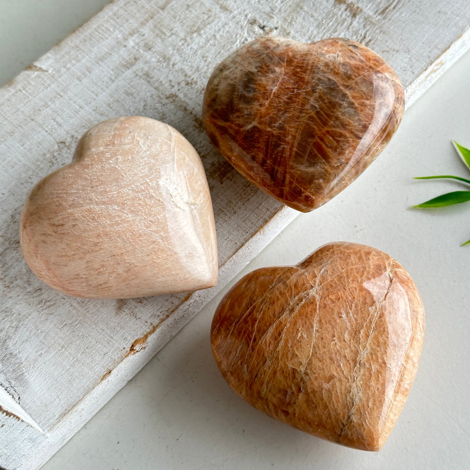 Peach Moonstone Heart Medium