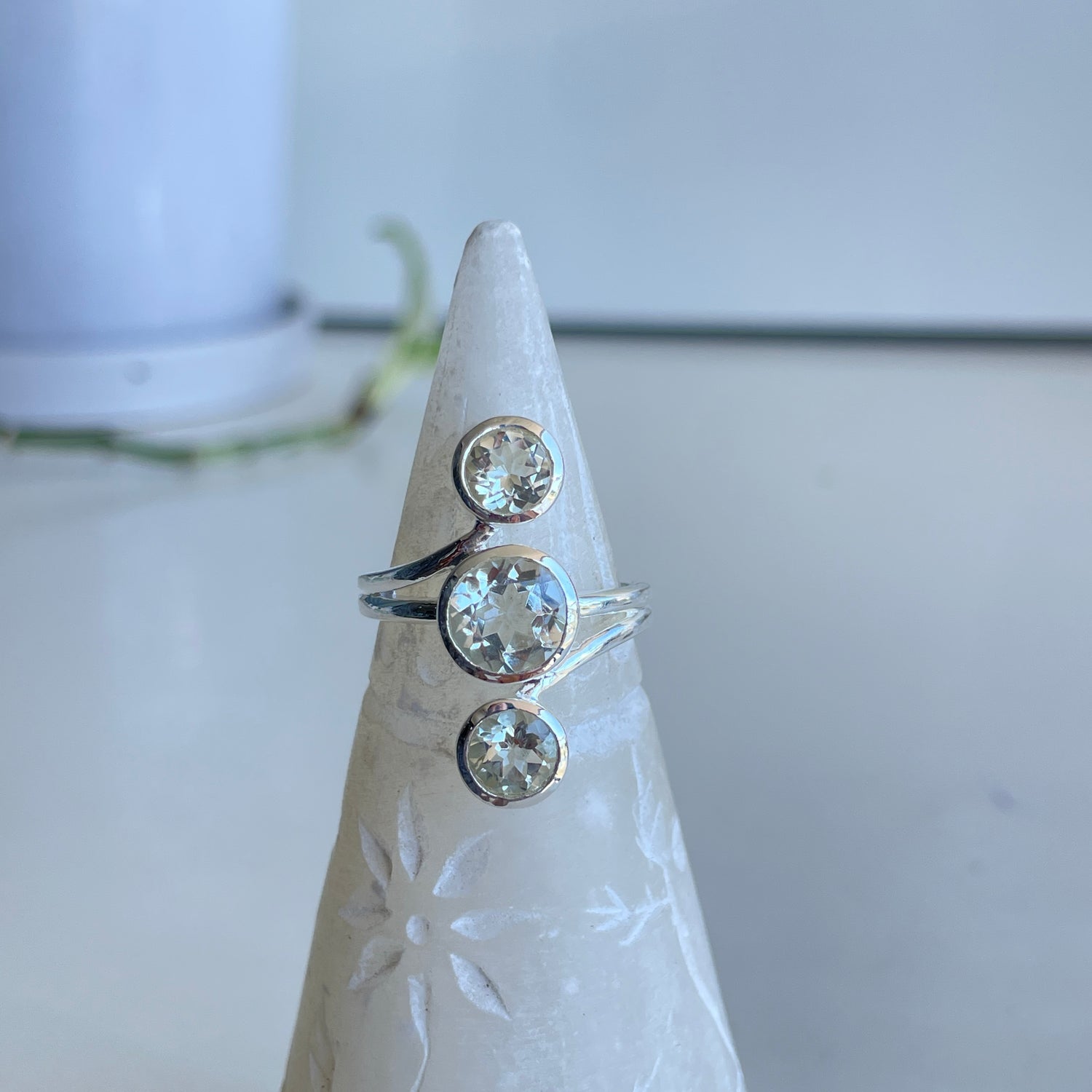 Clear Quartz Round Multi Stone Ring