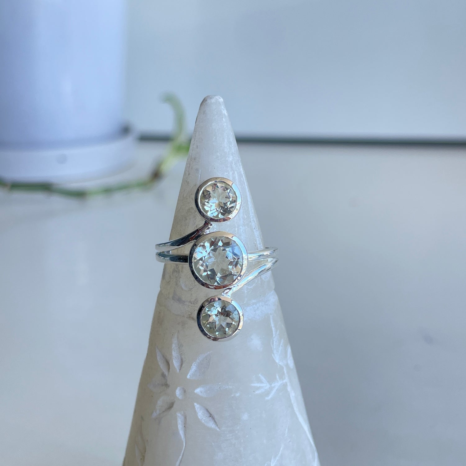 Clear Quartz Round Multi Stone Ring