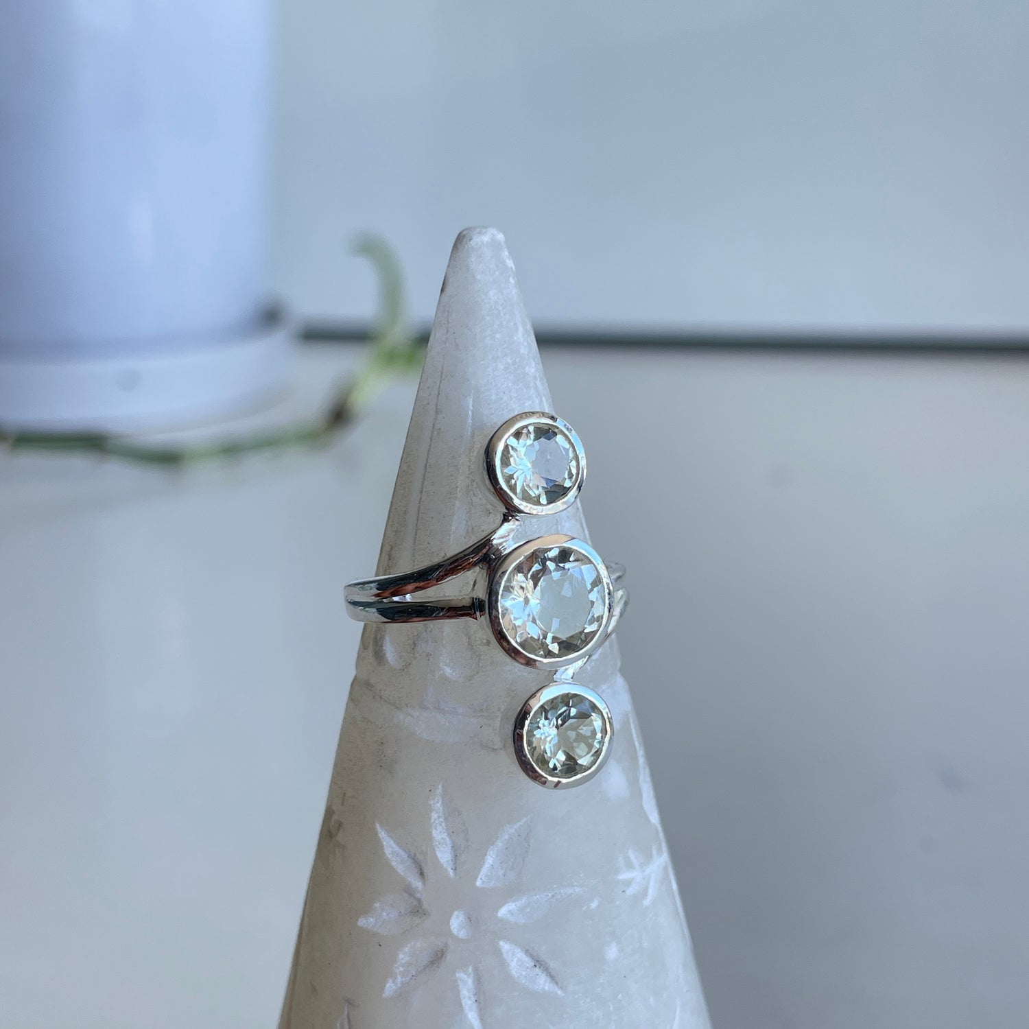 Clear Quartz Round Multi Stone Ring