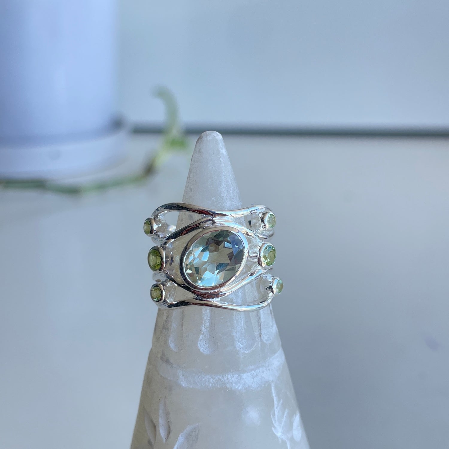 Green Amethyst Oval Ring