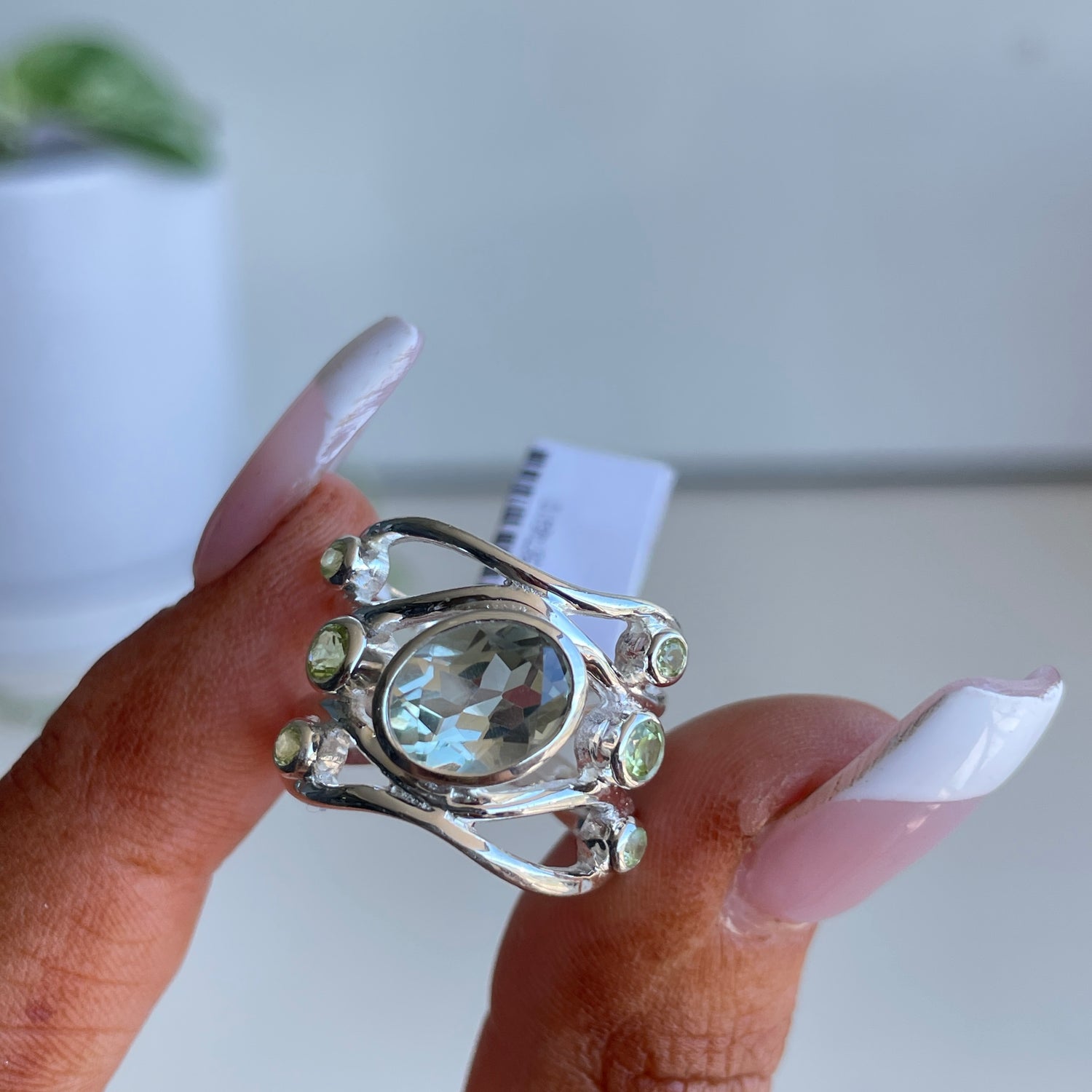 Green Amethyst Oval Ring