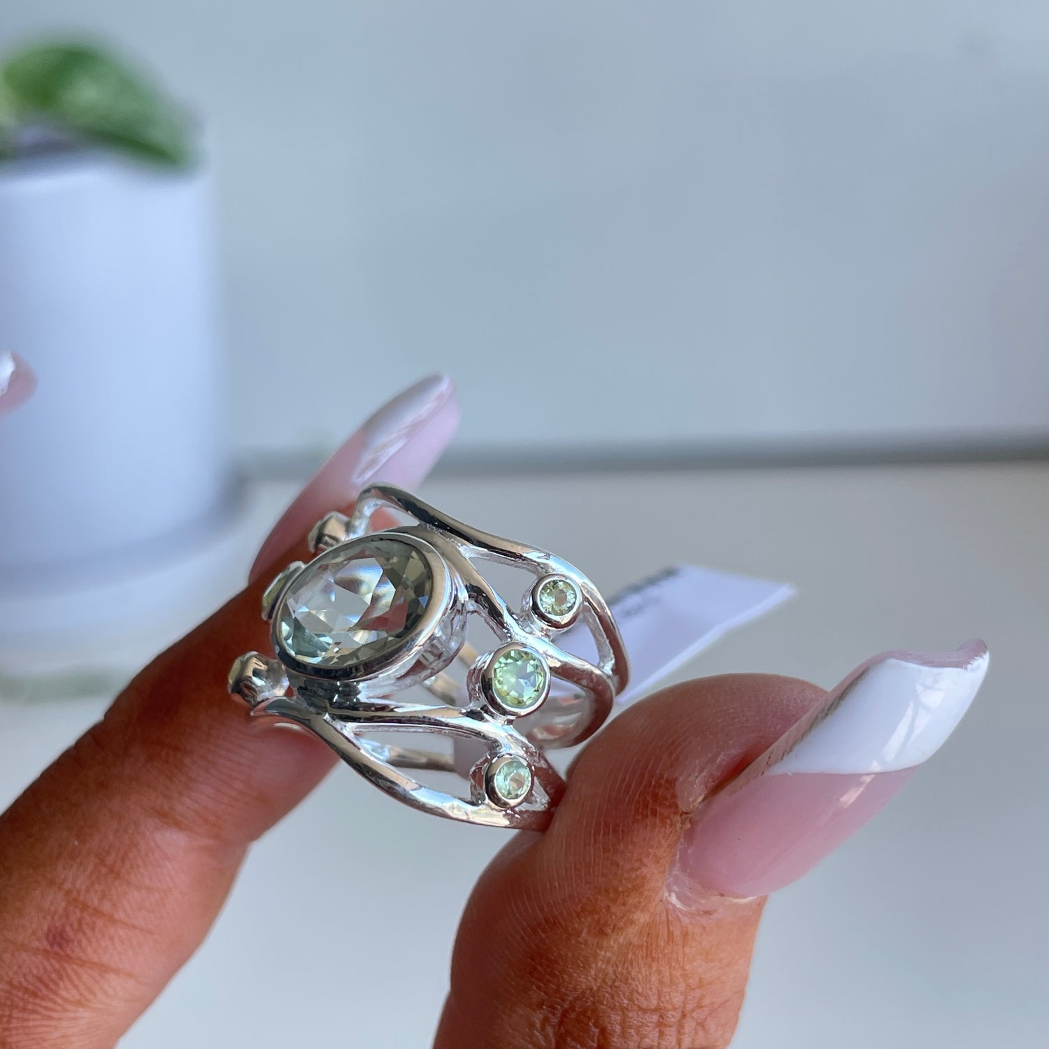 Green Amethyst Oval Ring