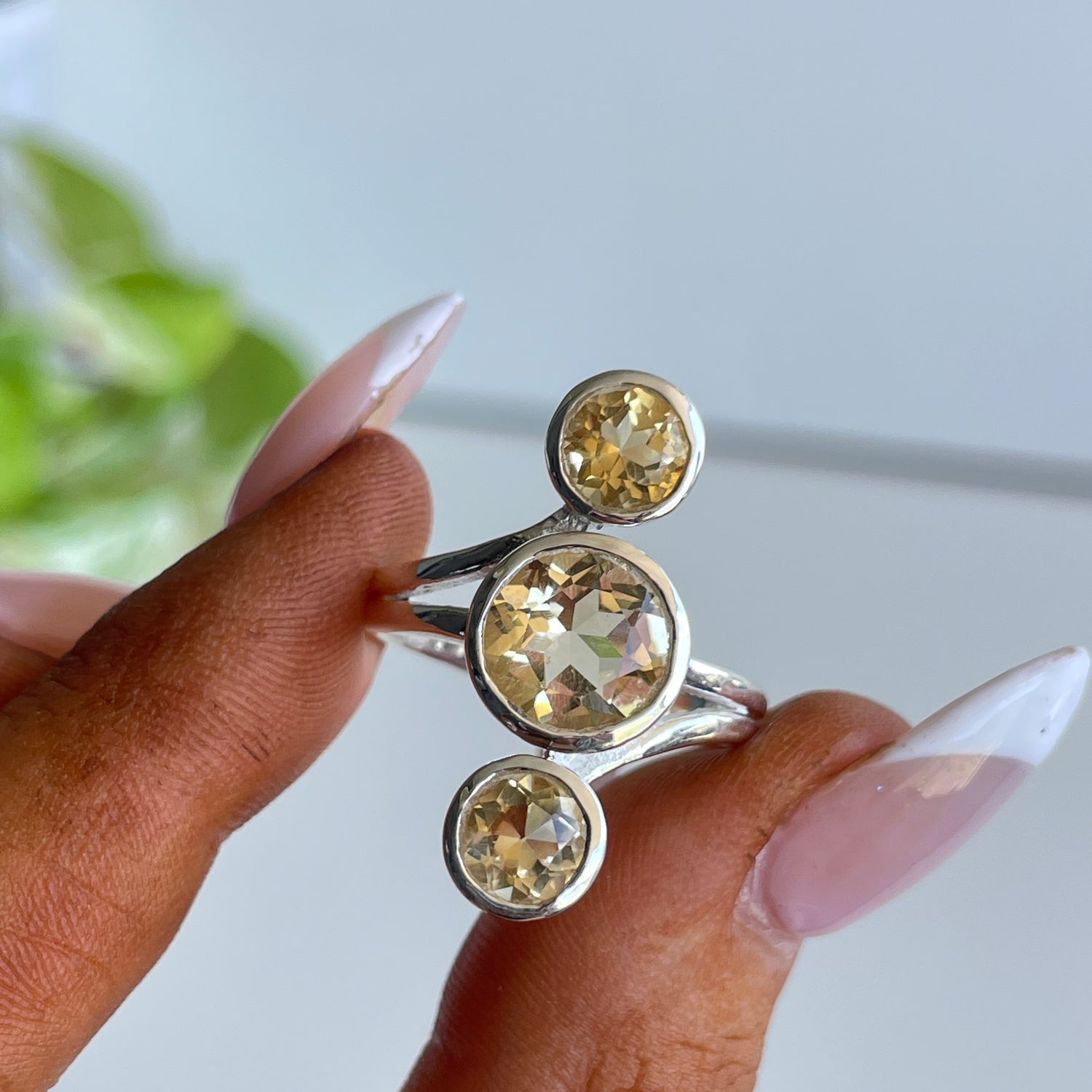 Citrine Round Multi Stone Ring