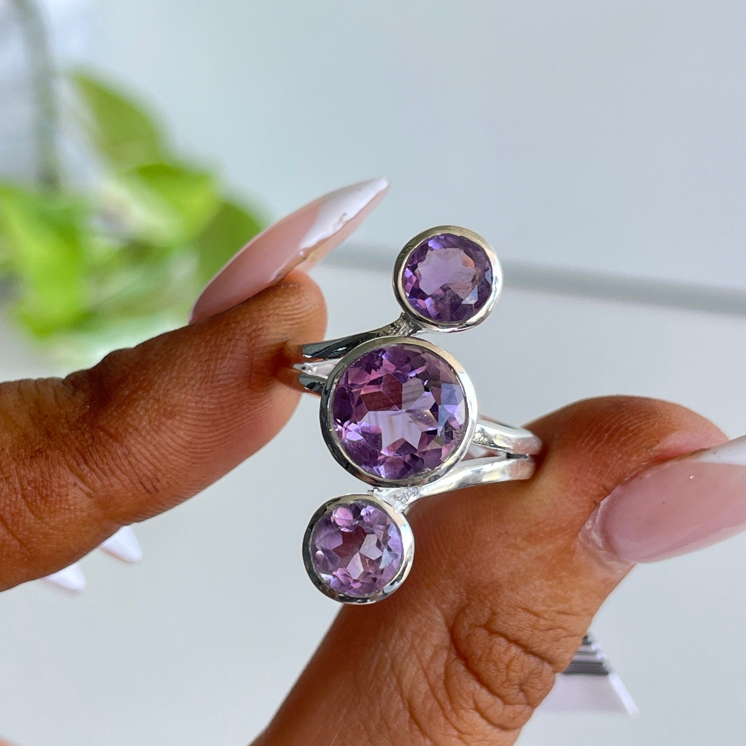 Amethyst Round Multi Stone Ring