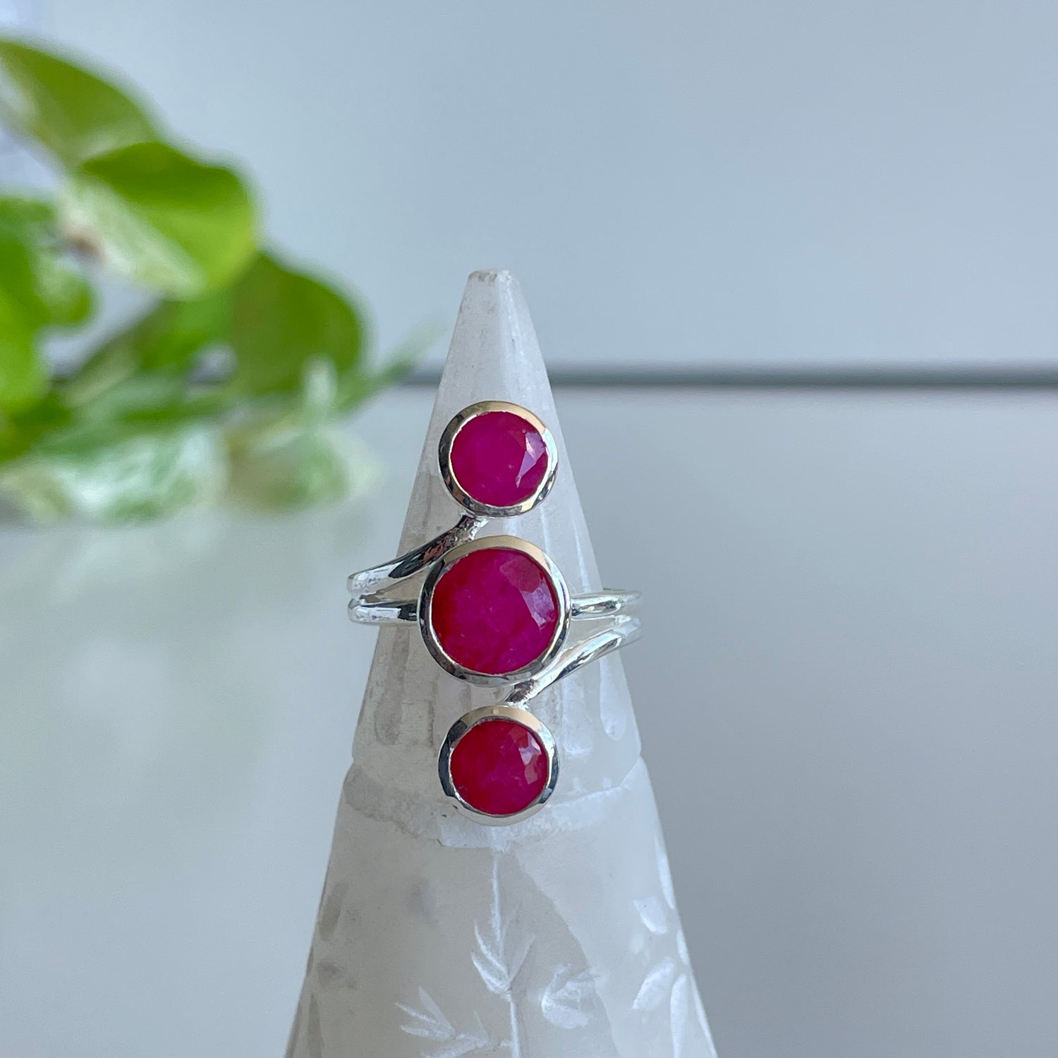 Ruby Round Multi Stone Ring Sz7