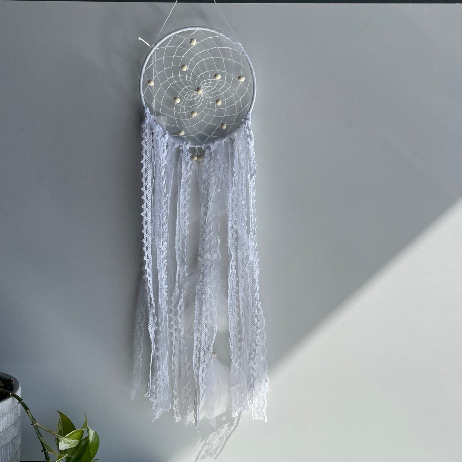 White Ribbon Dreamcatcher 15cm