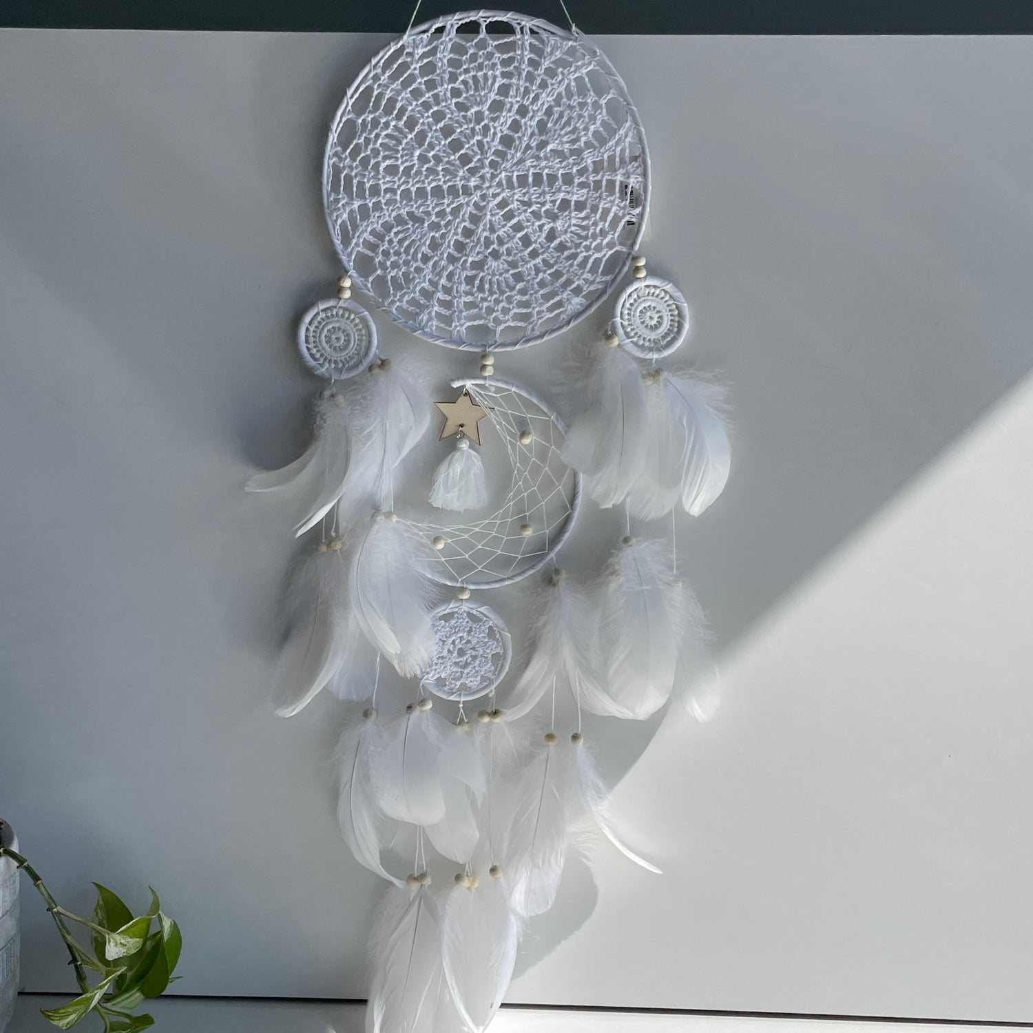 White Star Dreamcatcher 3 Rings 20cm