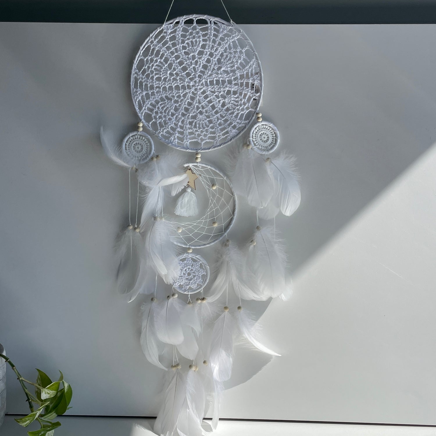 White Star Dreamcatcher 3 Rings 20cm