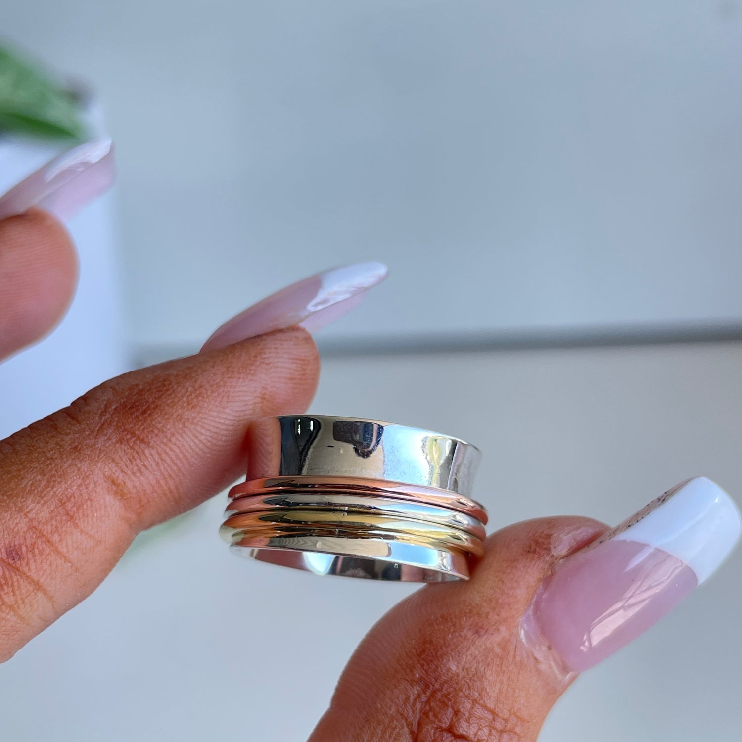 Tri Tone Spinner Ring  R4822
