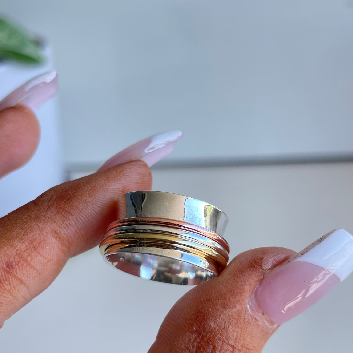 Tri Tone Spinner Ring  R4822