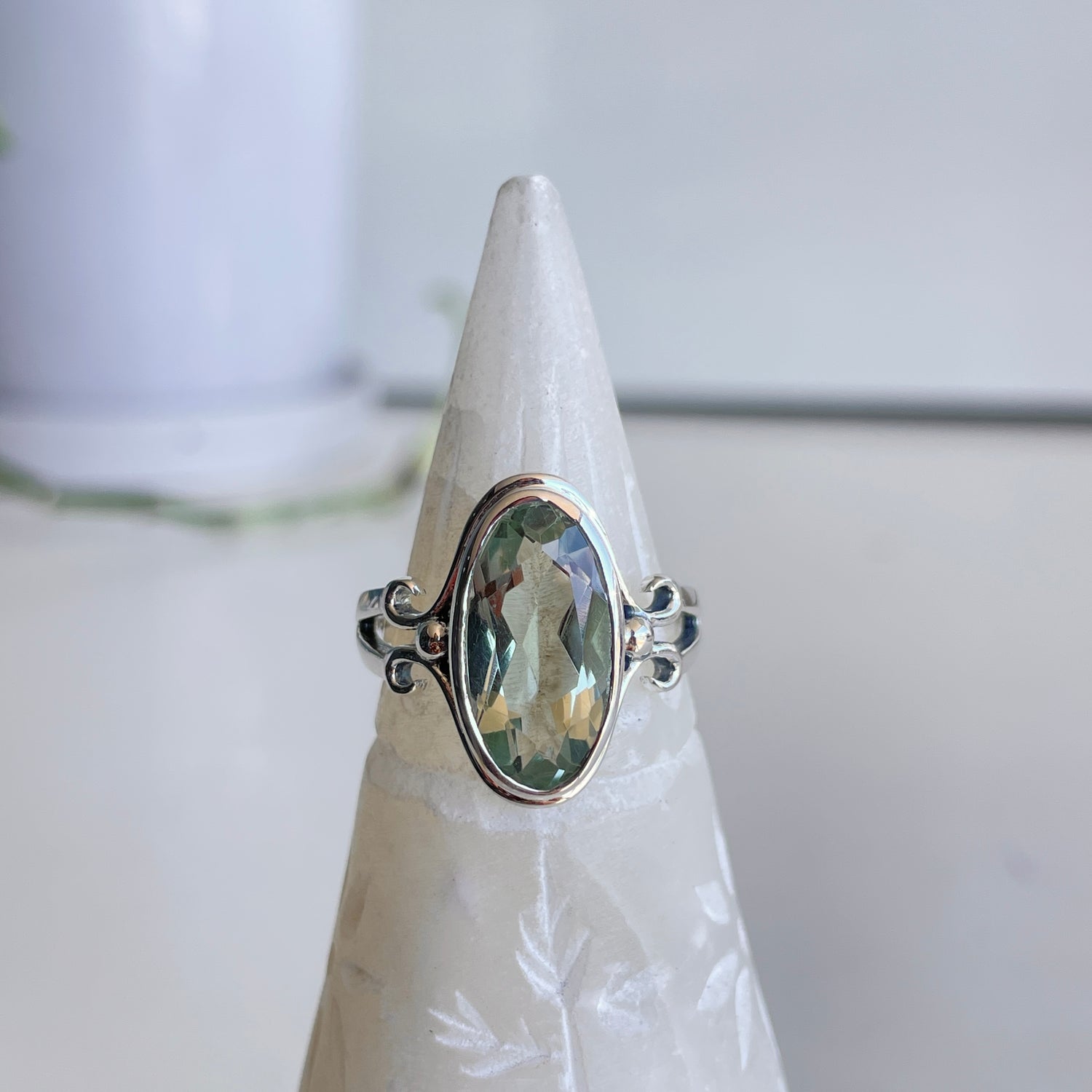 Green Amethyst Prasiolite Oval Ring