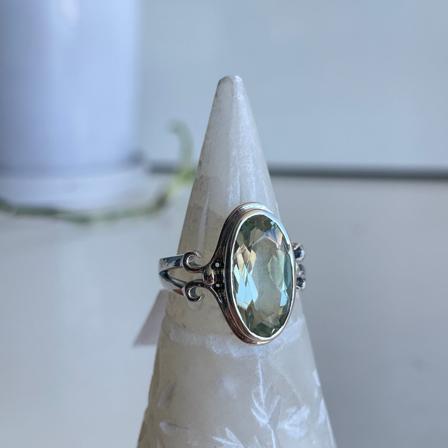 Green Amethyst Prasiolite Oval Ring