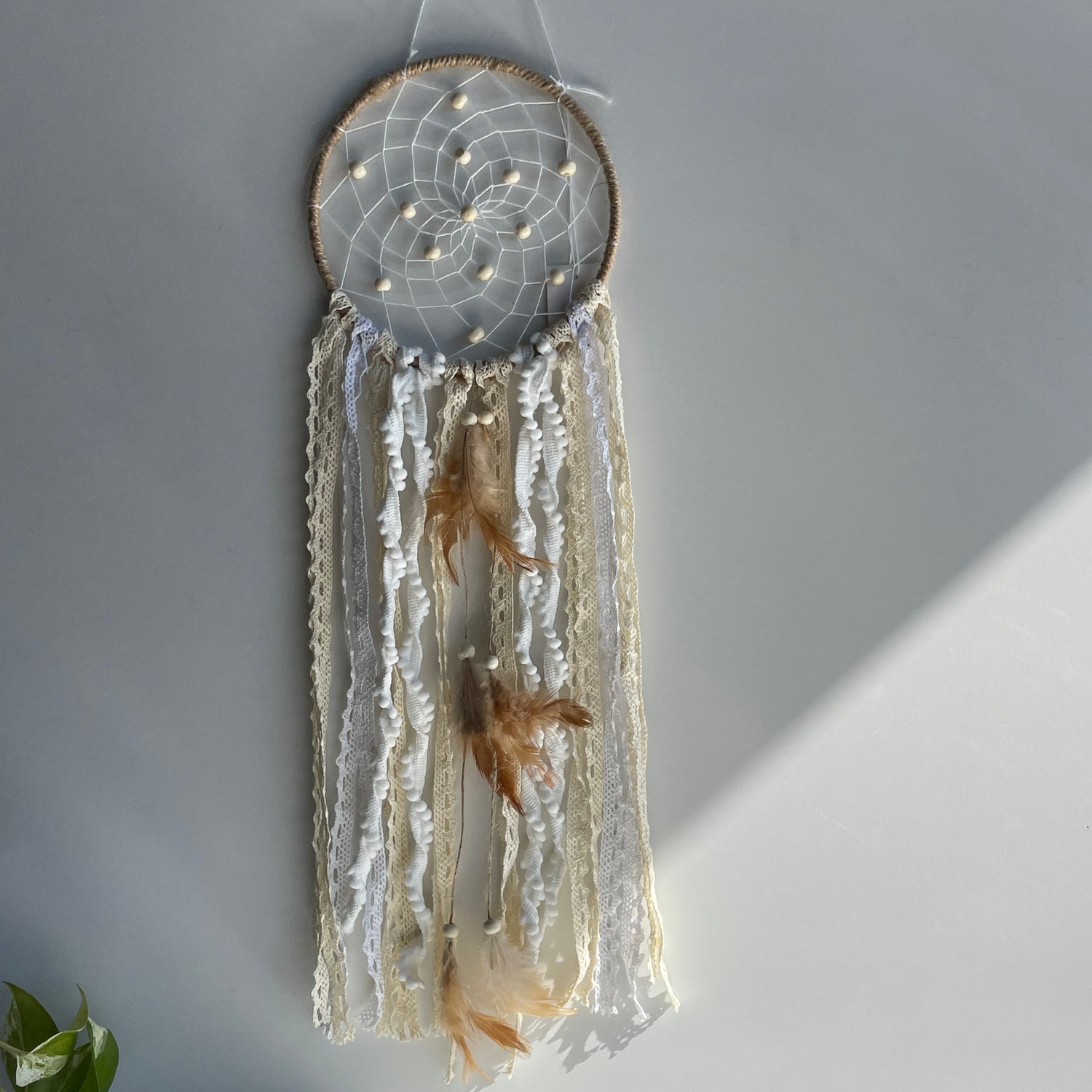 Natural Ribbon Dreamcatcher  15cm