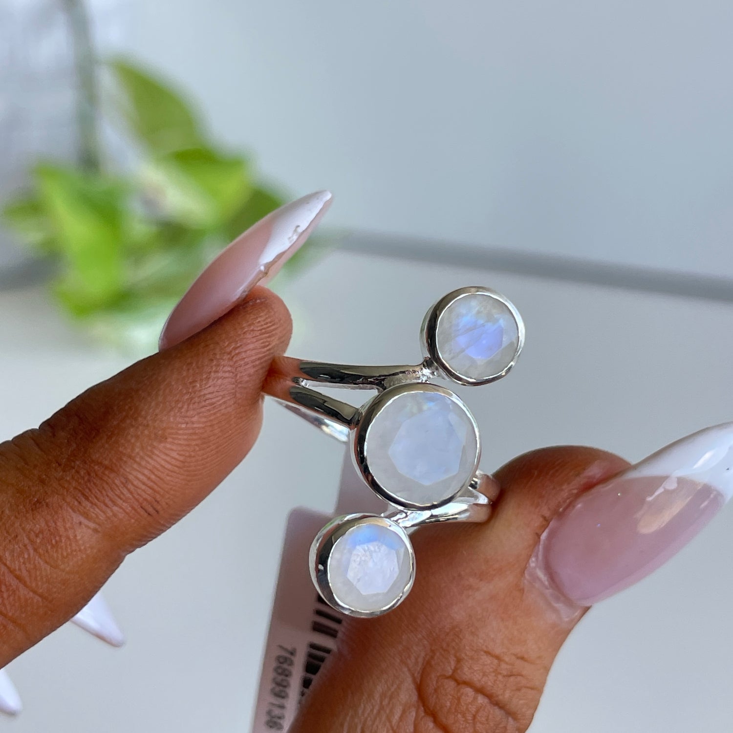 Moonstone Round Faceted Multi Stone Ring