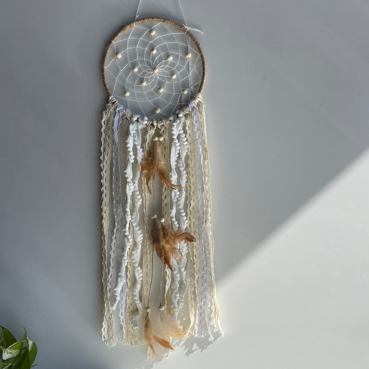 Natural Ribbon Dreamcatcher  15cm
