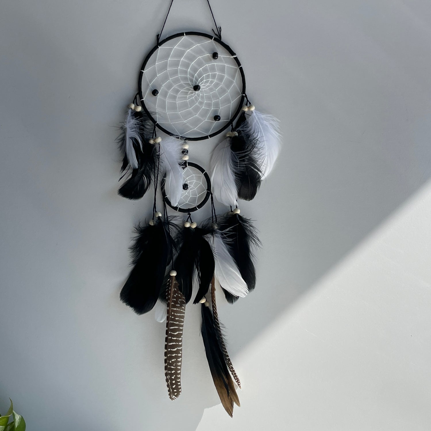 Black White Dreamcatcher 2 Rings 15cm