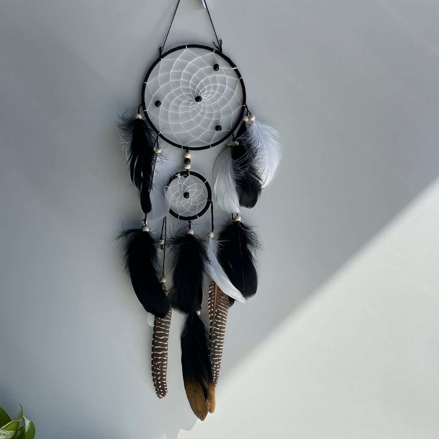 Black White Dreamcatcher 2 Rings 15cm