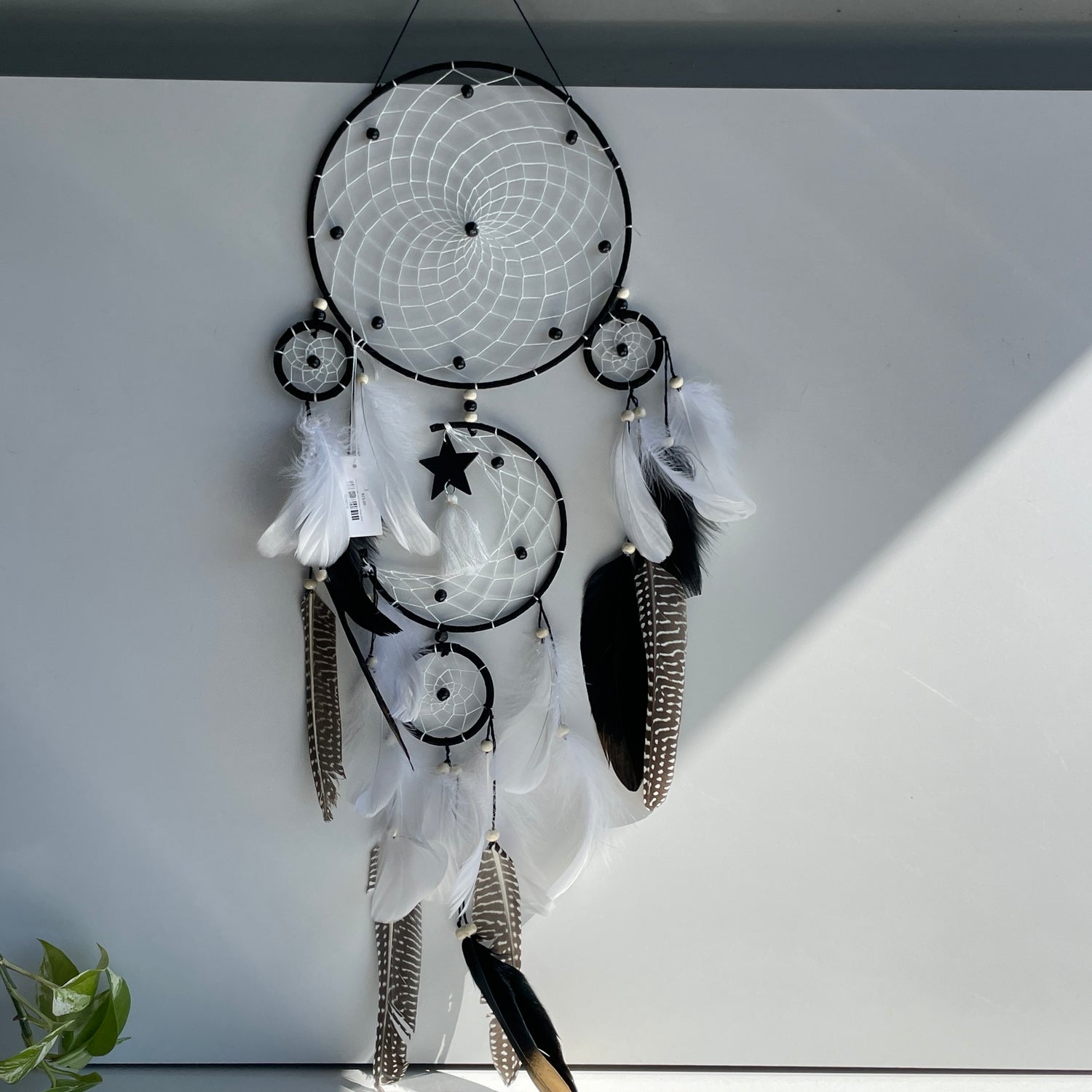 Black White Star Dreamcatcher 3 Rings 20cm
