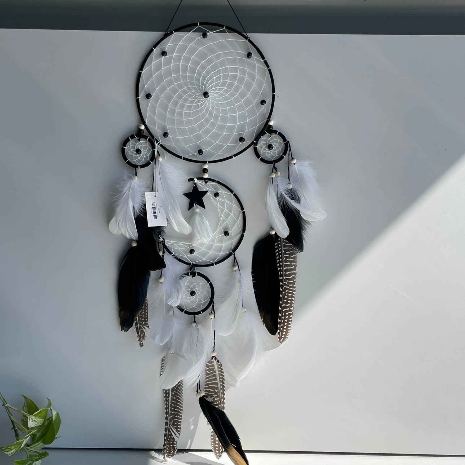 Black White Star Dreamcatcher 3 Rings 20cm