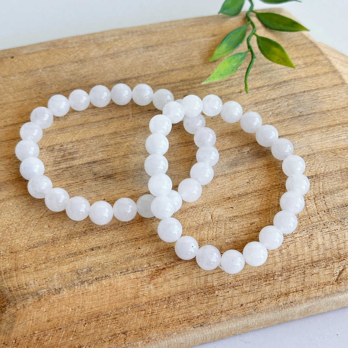 White Jade Beaded Bracelet