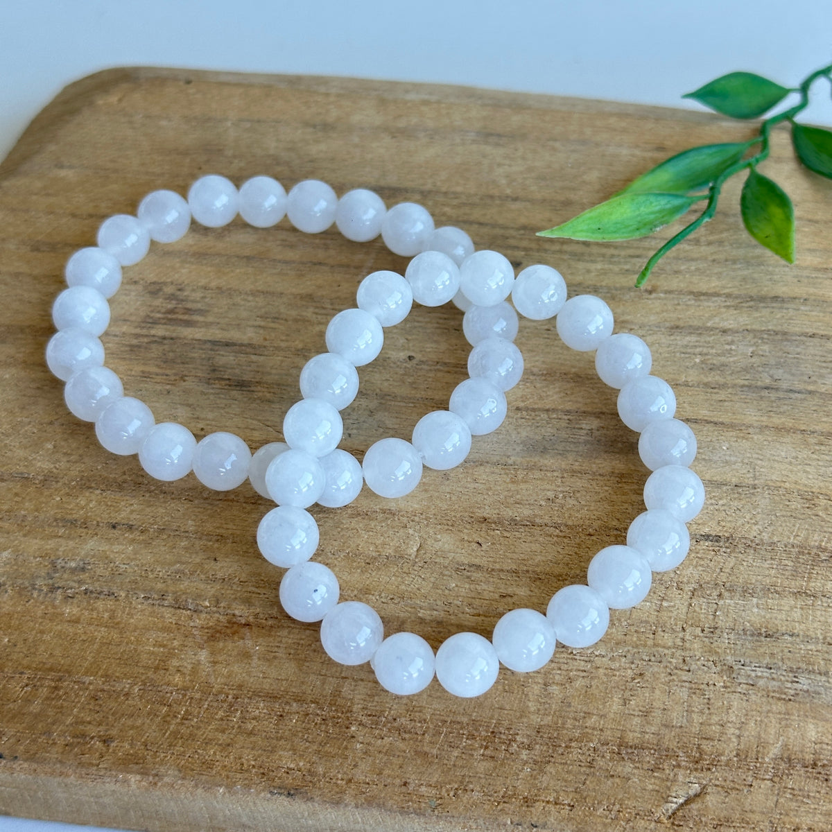 White Jade Beaded Bracelet