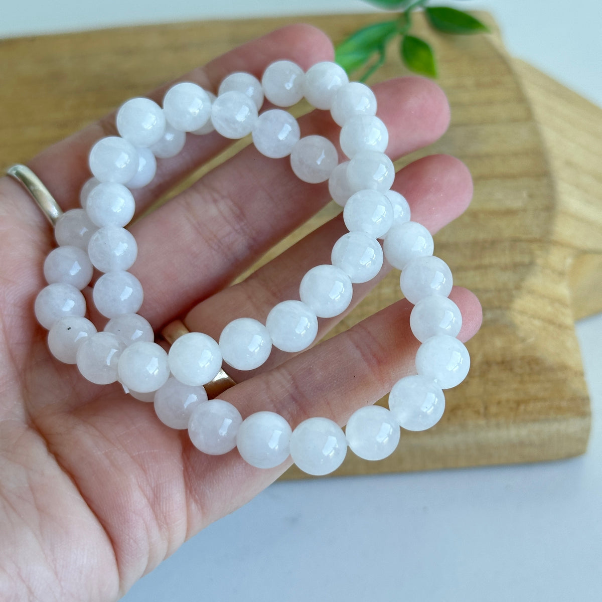 White Jade Beaded Bracelet