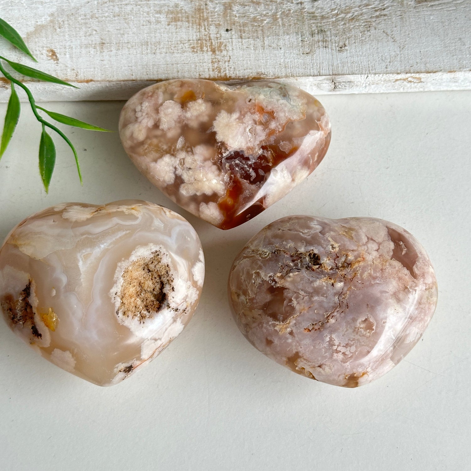 Flower Agate Heart Medium