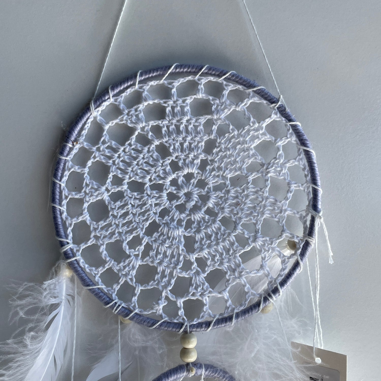 Grey White Dreamcatcher 2 Rings 15cm