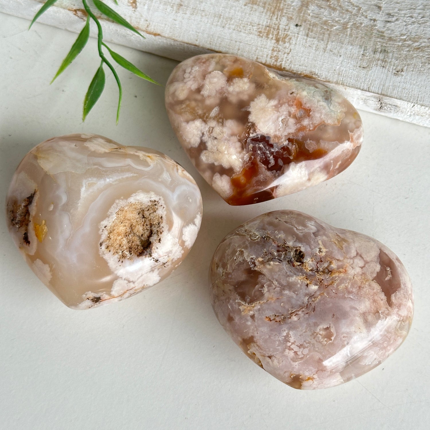Flower Agate Heart Medium