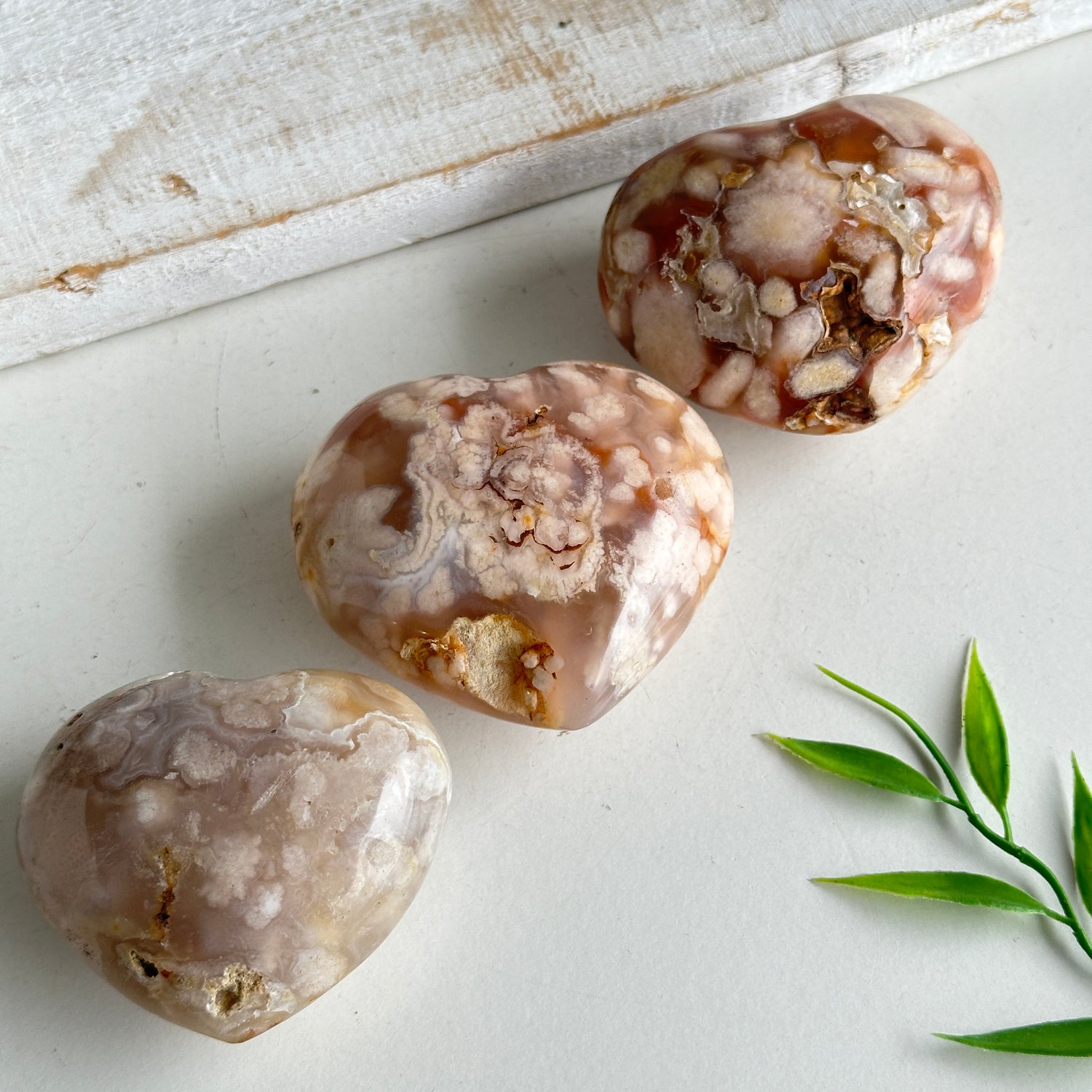Flower Agate Heart Small