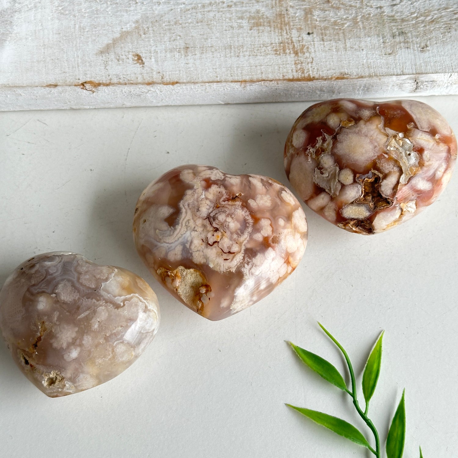 Flower Agate Heart Small