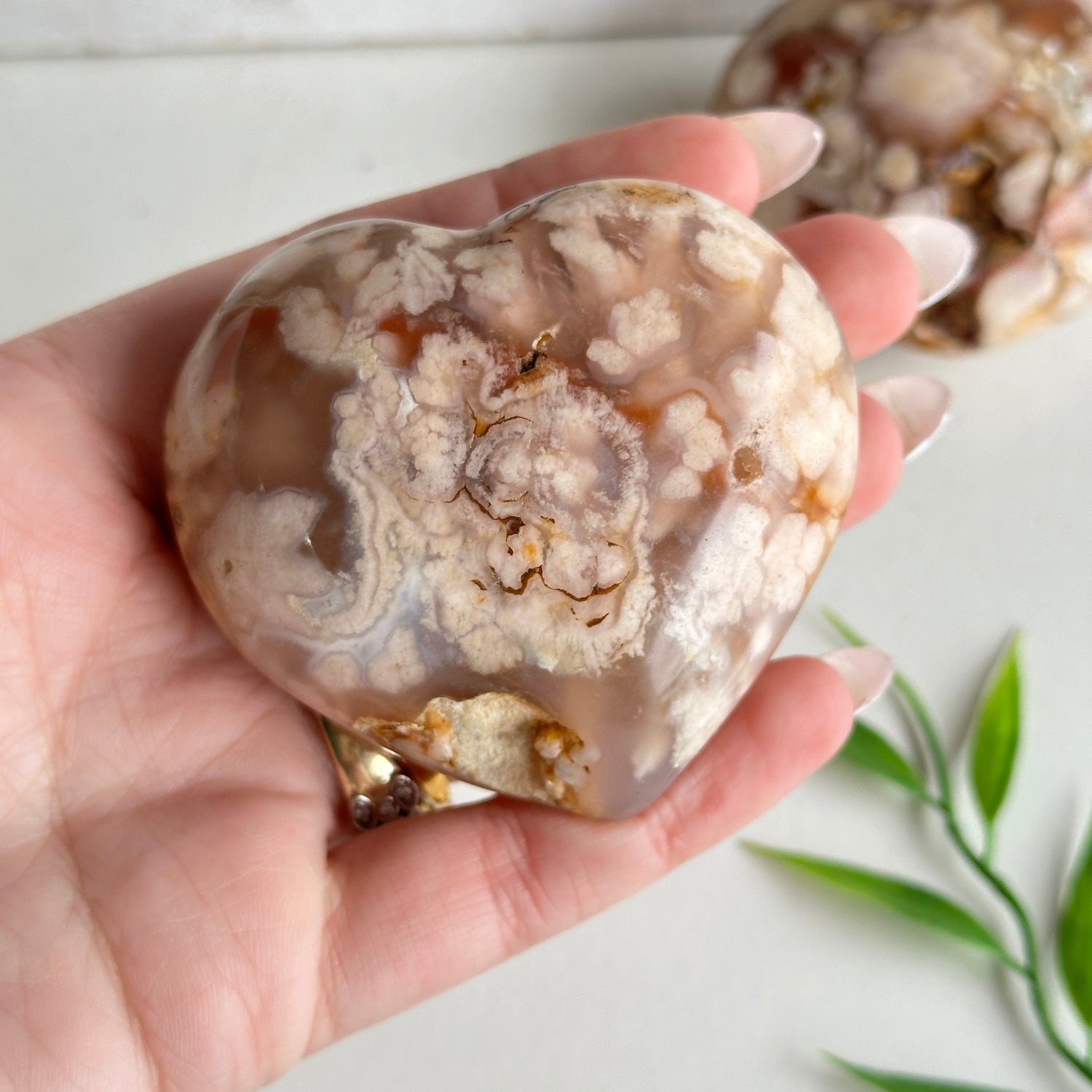 Flower Agate Heart Small
