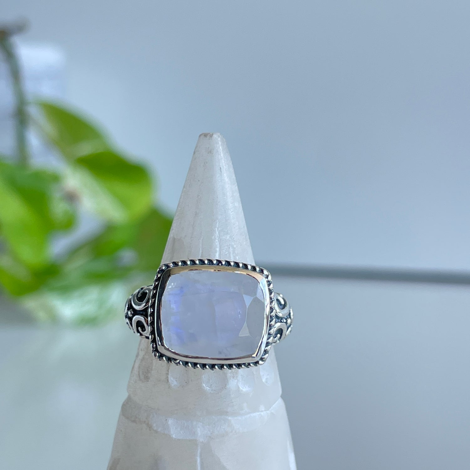 Moonstone Square Faceted Ring