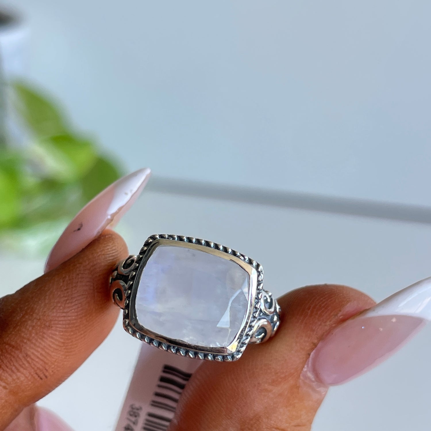 Moonstone Square Faceted Ring