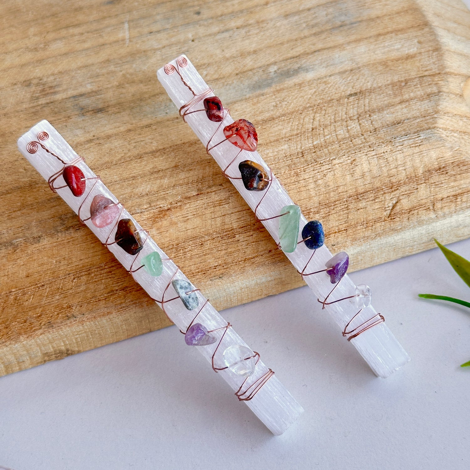 Selenite 7 Chakra Wand