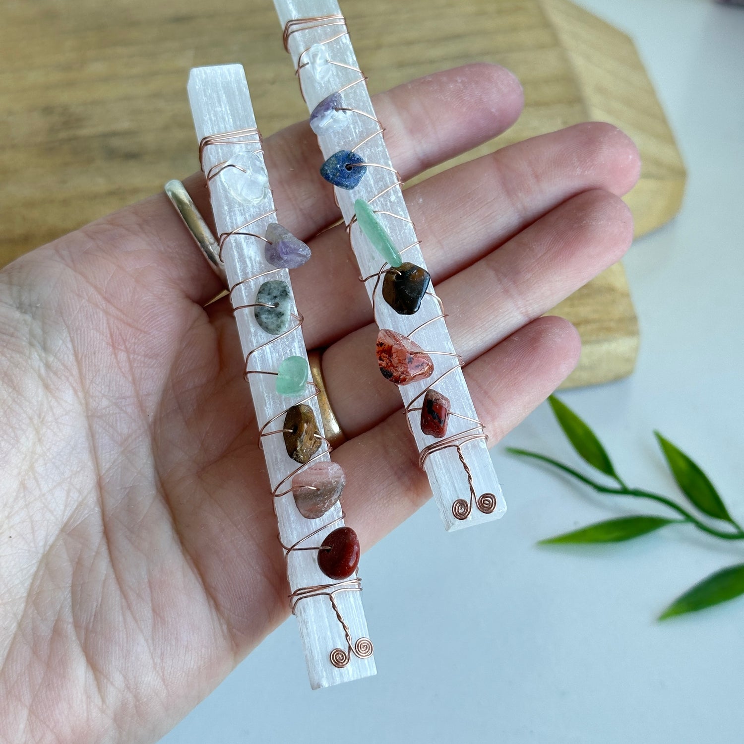 Selenite 7 Chakra Wand